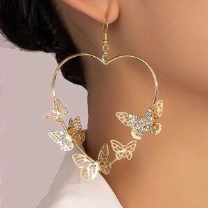 Elegant Gold Butterfly Hoop Earrings